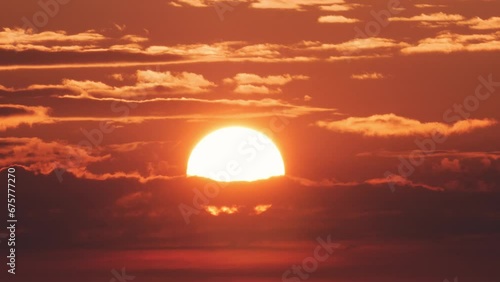 Orange Sky Sunrise With Clouds Closeup Telephoto Lens Time Lapse in 4k resolution for Travel Morning or Nature Concept