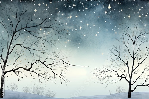 A snow kissed branch adorned with a single gleaming star ornament, Christmas New Year photo © Ingenious Buddy 