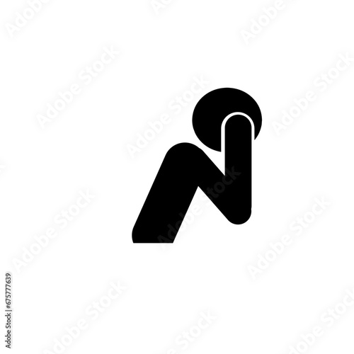 Depression mental illness sadness problems loneliness icon vector logo symbol