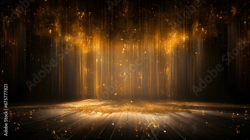 A Symphony of Light: Golden Light Rays and Abstract Glows Illuminate the Stage