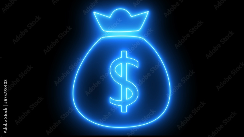 Neon money bag shop