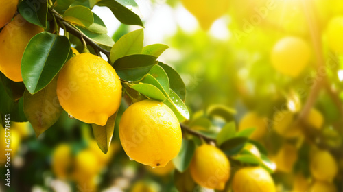 レモン農園の木に実った新鮮なレモンGenerativeAI