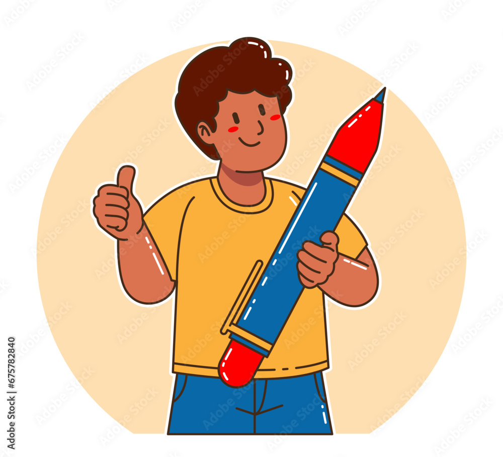 Fototapeta premium Black man carrying a pen