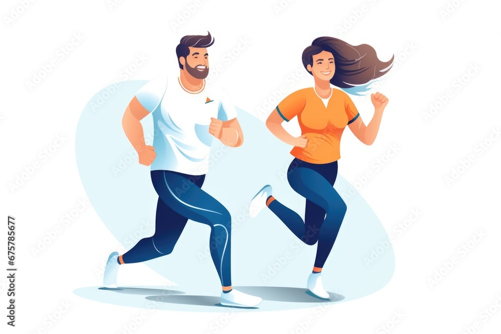 Couple running , cartoon style. AI Gnerated Couple running , cartoon style. AI Gnerated