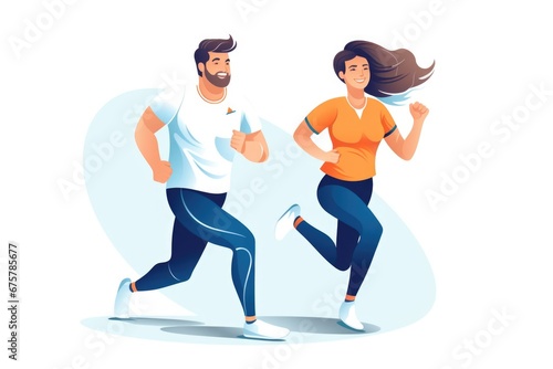 Couple running , cartoon style. AI Gnerated © dark_blade
