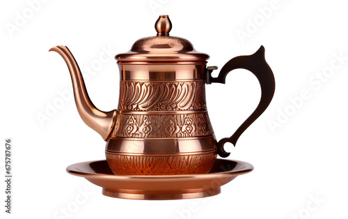 Splendid Golden Color Turkish Coffee Pot Isolated on Transparent Background PNG. photo