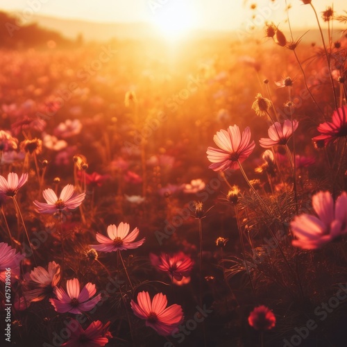 flowers in the sunset background