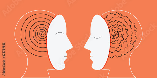 Mental health, illness, brain development, medical treatment concept, therapist treat patient illnesses by psycho therapy, vector illustration