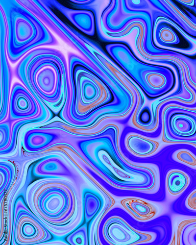 Abstract liquid space pattern art with circles and waves