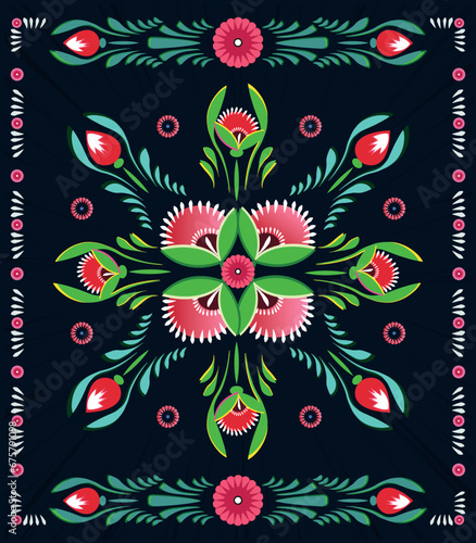 A set of floral borders with a border of flowers Colorful Rickshaw painting