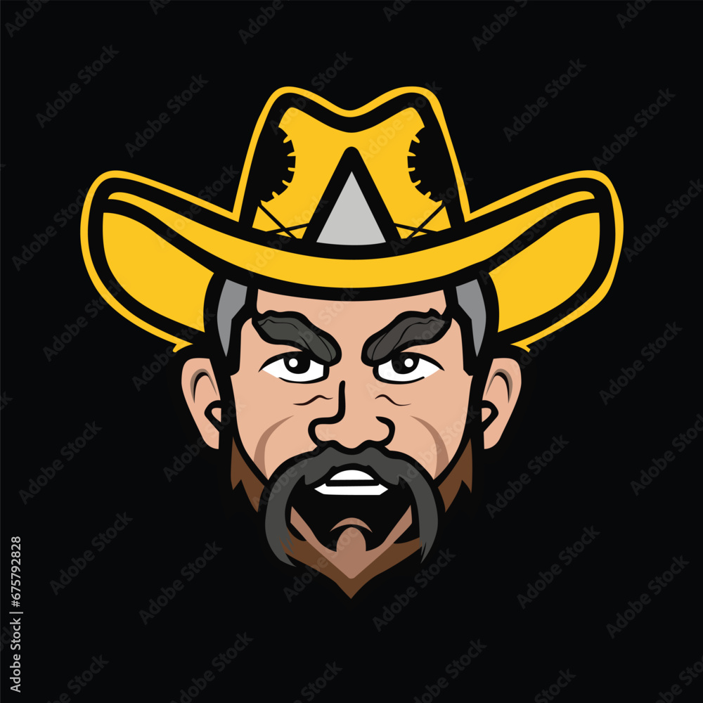 Cowboy in Red and Yellow illustration on a Black Background
Logo Design Cowboy in Red and Yellow illustration on a Black Background
Logo Design