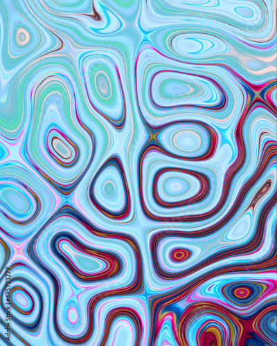 Abstract liquid space pattern art with circles and waves