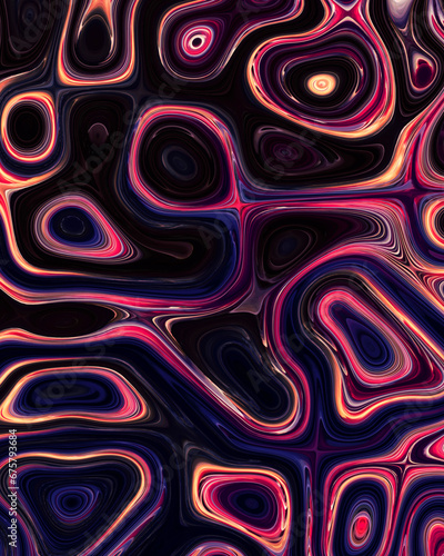 Abstract liquid space pattern art with circles and waves