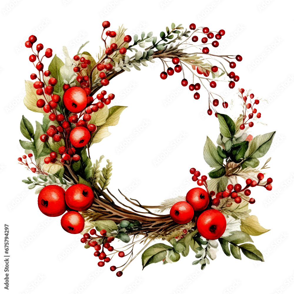 berry and flower christmas isolated on white berry and flower christmas isolated on white