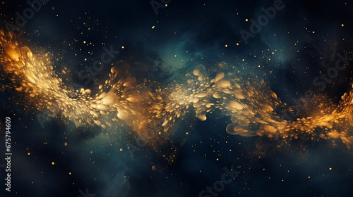 abstract dark blue waves with gold splashes, desktop background