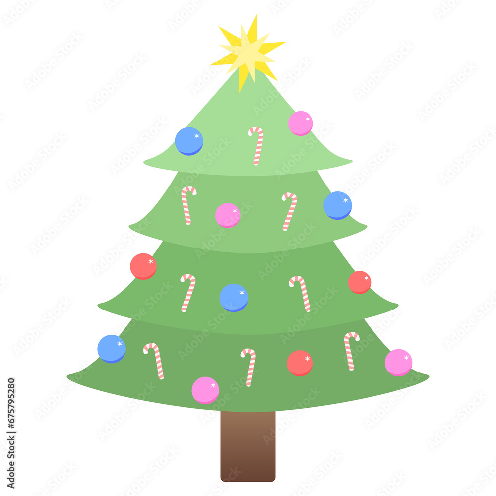 Fototapeta premium christmas tree with cute decorated