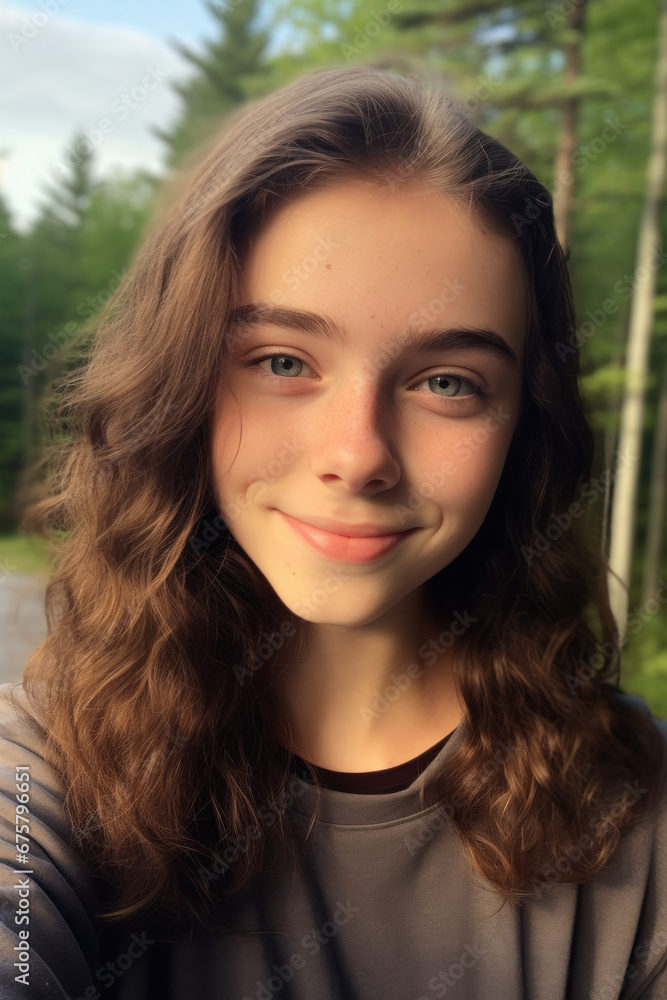 Brown-Haired Teen's Raw Selfie, Raw Selfies of random people
