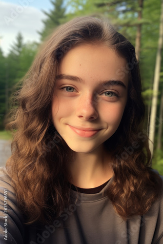 Brown-Haired Teen's Raw Selfie, Raw Selfies of random people
