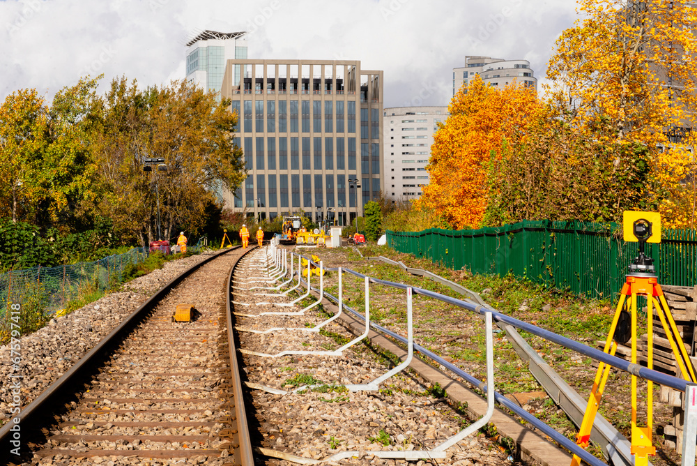 Fototapeta premium construction of a new railway on site in UK in autumn