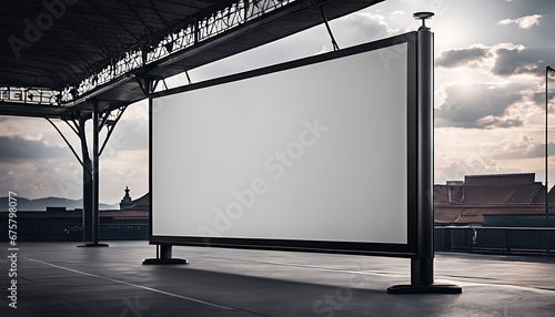 blank white A Billboard banner with a mockup