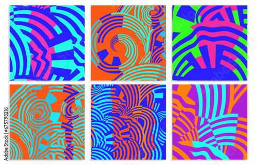 mid-century modern colorful dynamic vector set backgrounds
