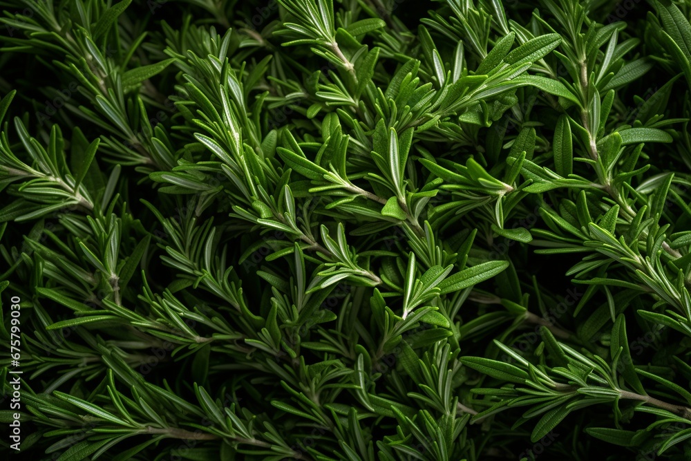 Aromatic Abundance: Fresh Rosemary Leaves Filling the Frame, a Celebration of Fragrant Fresh Herbs