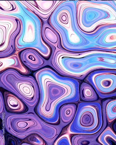 Abstract liquid space pattern art with circles and waves