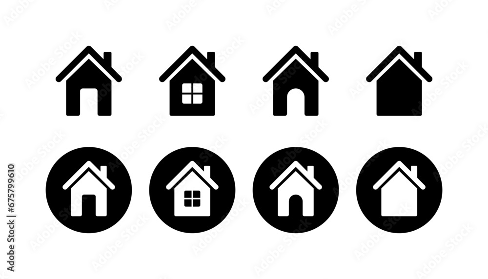 House icons. Silhouette, black, house icons for design. Vector icons