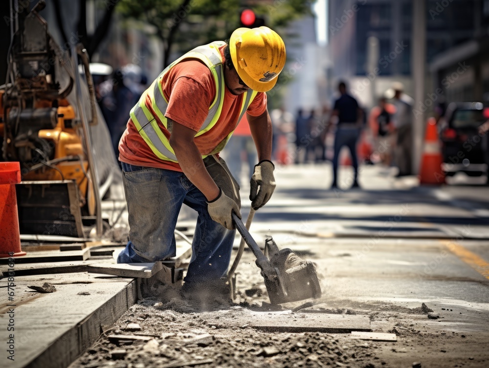 construction worker operating a concrete pump, efficiently pouring concrete for a building's foundation construction worker operating a concrete pump, efficiently pouring concrete for a building's foundation