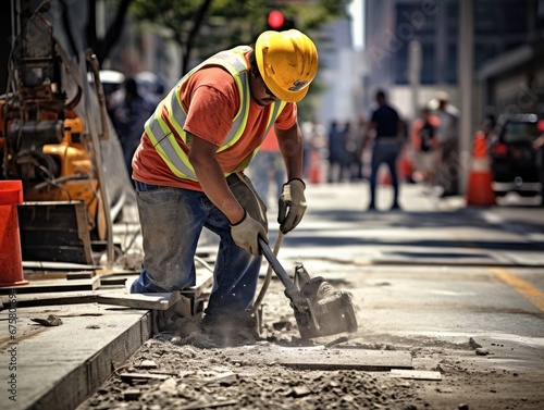 construction worker operating a concrete pump, efficiently pouring concrete for a building's foundation