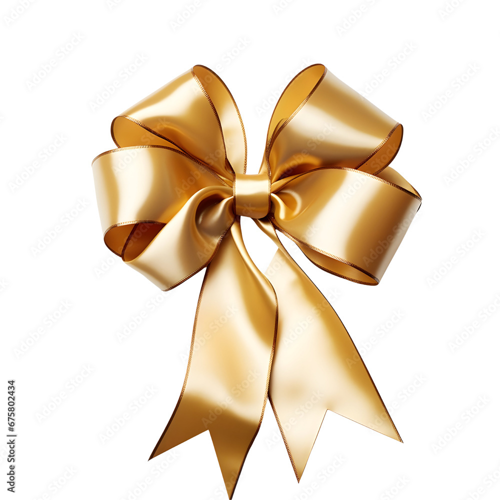 Elegant gold satin ribbon bow for a gift isolated on white. Elegant gold satin ribbon bow for a gift isolated on white.