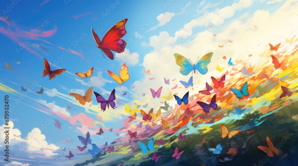 Obraz premium vivid picture of colorful butterflies