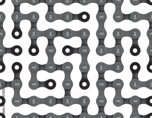 Vector maze created by realistic bicycle chain links. Isolated on white background