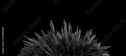 Reaction of iron dust to a magnetic field of a strong neodymium magnet on a black background