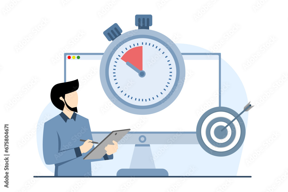time management concept of schedule, deadline, planner, planning and organizing, scheduling appointments in calendar, marking tasks in list and organizing office workflow. flat vector illustration. time management concept of schedule, deadline, planner, planning and organizing, scheduling appointments in calendar, marking tasks in list and organizing office workflow. flat vector illustration.