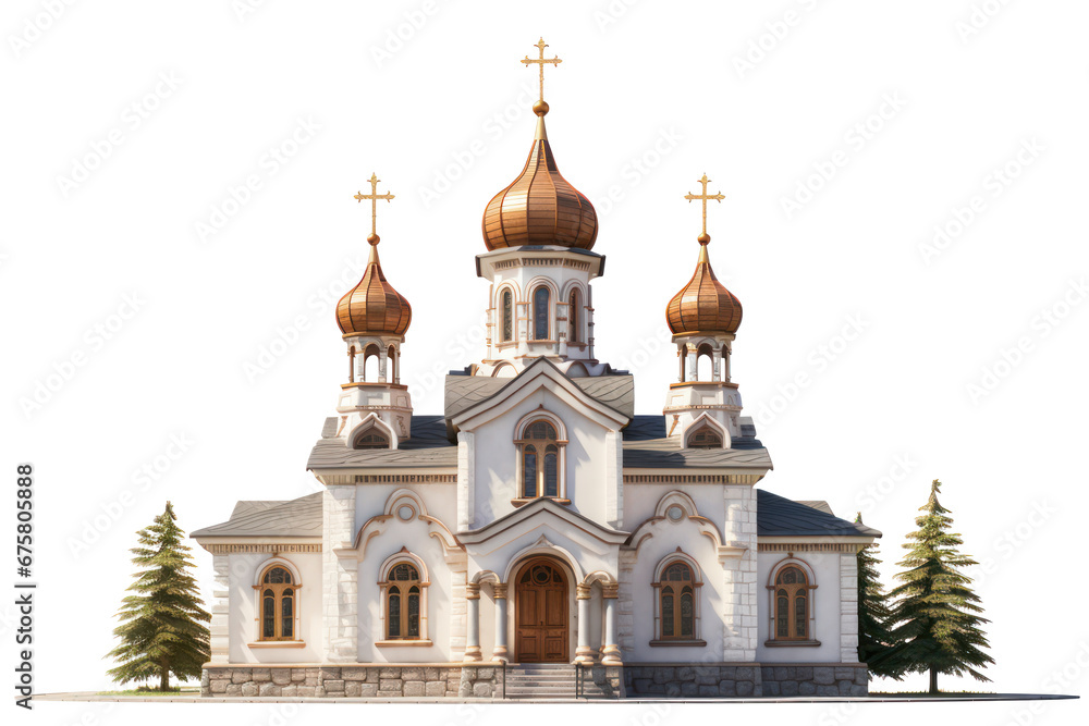 white orthodox church, isolated on transparent background, png file