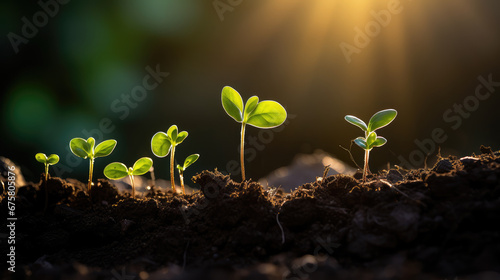 Germinated seeds just emerged from the soil