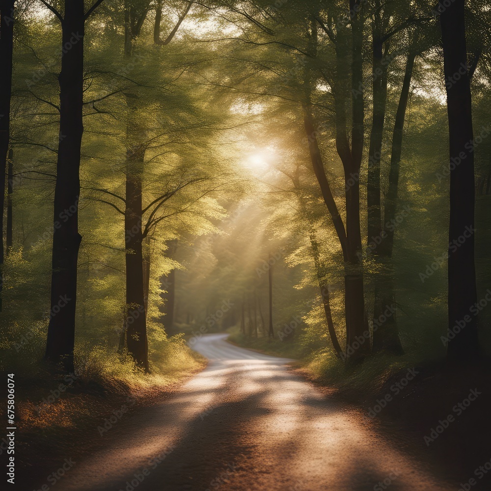 Naklejka premium The country roads are wooded and luxuriant with the Dindahl effect