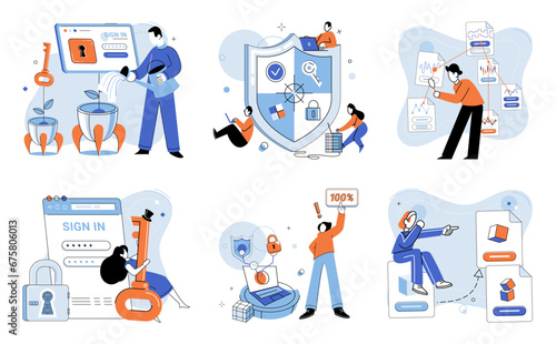 Cyber security vector illustration. The digital realm necessitates stringent privacy and information security measures Safety in cyberspace requires implementation secure technologies The lock