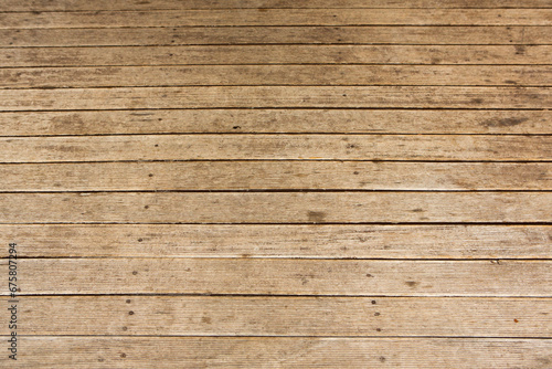 Old wood texture background, surface with old natural colored wood, top view. Grain table surface.