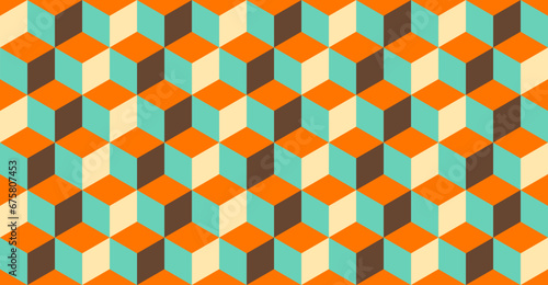 Seamless Tiling Abstract Geometric Vintage Retro Vector Background Pattern