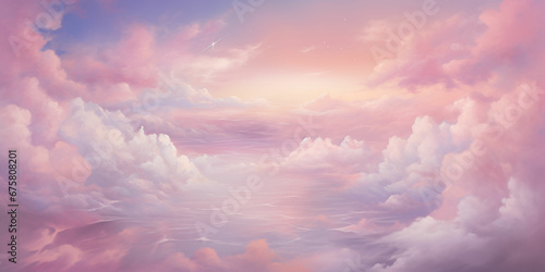 Unreal Dreamy Cloudscape  A Whimsical Dance of Sparkling Pink Clouds across the Sky