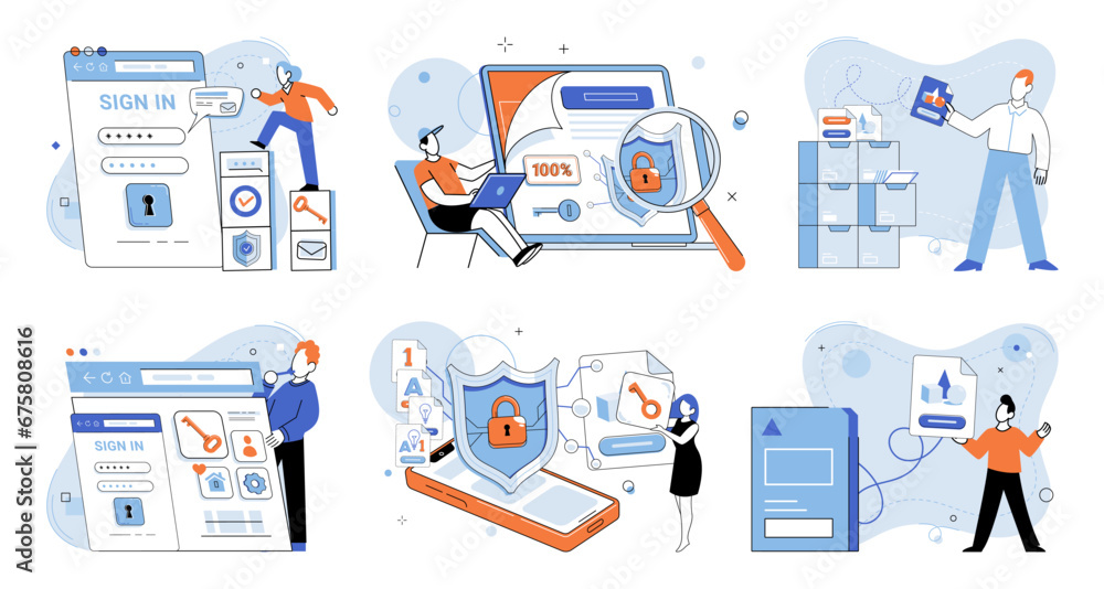 Information security vector illustration. The information security metaphor highlights need for proactive measures to safeguard digital information Protecting confidential data is essential to prevent Information security vector illustration. The information security metaphor highlights need for proactive measures to safeguard digital information Protecting confidential data is essential to prevent