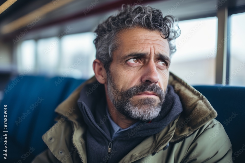 Portrait of a senior man in a train. Selective focus. Portrait of a senior man in a train. Selective focus.