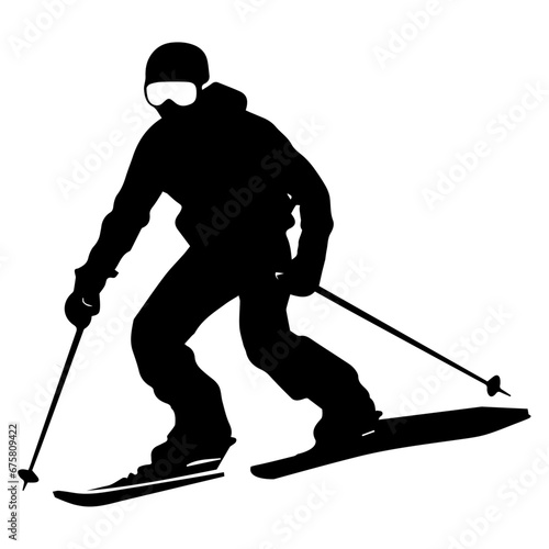 A skier vector silhouette illustration black color