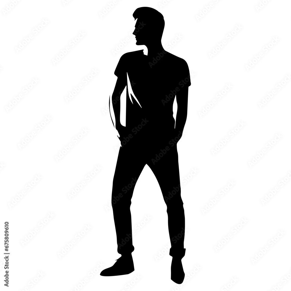 Man Stylish pose vector silhouette black color