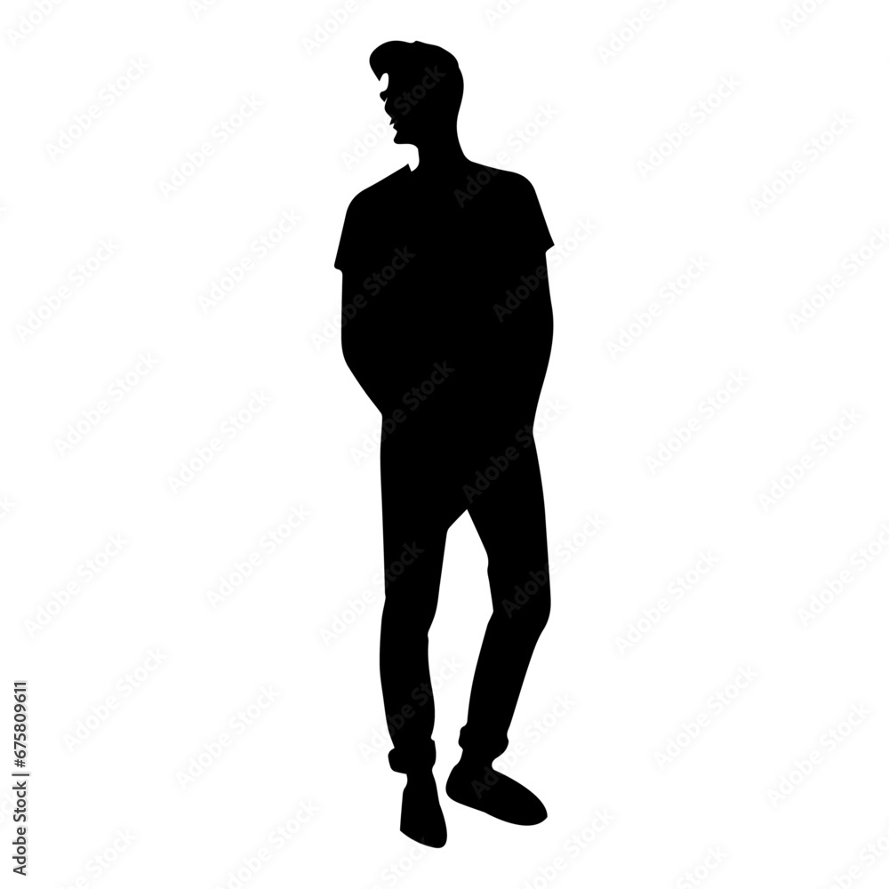 Man Stylish pose vector silhouette black color