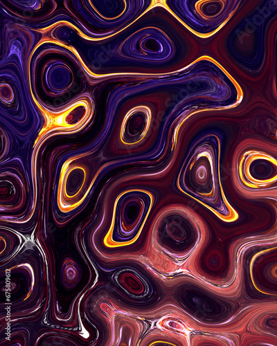 Abstract liquid space pattern art with circles and waves