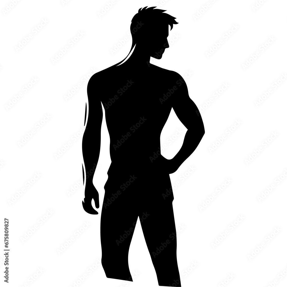 Handsome man stylish pose vector silhouette illustration Handsome man stylish pose vector silhouette illustration