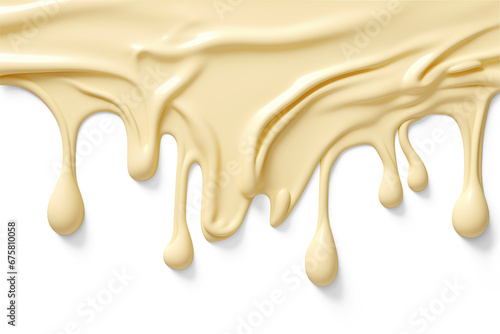 White chocolate condensed milk dripping border. Manual cut out on transparent 